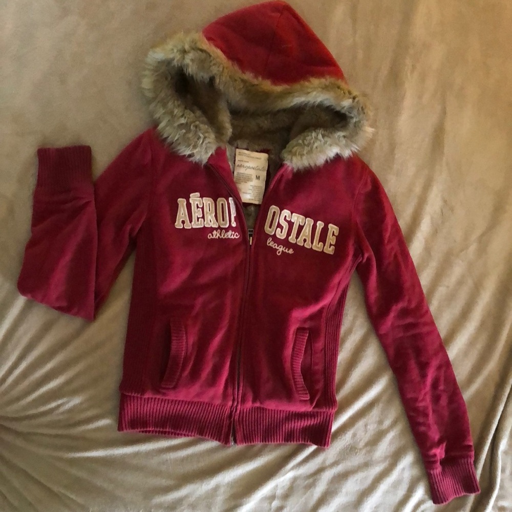 Aeropostale plush fuzzy zip hoodie size M